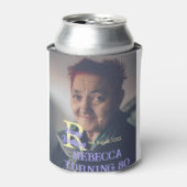 写真80th birthday add name date モダン purple ye 缶クーラー (缶正面)