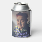 写真80th birthday add name date モダン purple ye 缶クーラー (缶裏面)