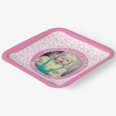 写真85乱数パターンピンク/白 ペーパープレート (傾斜あり)