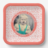 写真85乱数パターン珊瑚/白 ペーパープレート (正面)