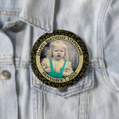 写真85番目の誕生日番号パターンブラック/金ゴールド 缶バッジ (インサイチュ)