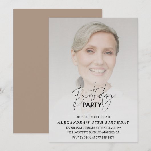 写真87歳の誕生日の招待バースデーパーティー 招待状 (正面/裏面)