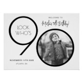 写真90モダンth誕生日ウェルカムサイン ポスター (正面)