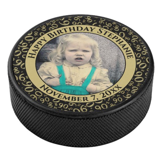 写真90番目の乱数パターンブラック/金ゴールド アイスホッケーパック (3/4)