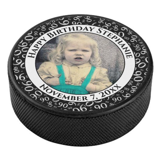 写真90番目の乱数パターン黒/白 アイスホッケーパック (3/4)