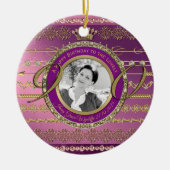 写真90誕生日金ゴールドクラウンダイヤモンドフレーム セラミックオーナメント (正面)