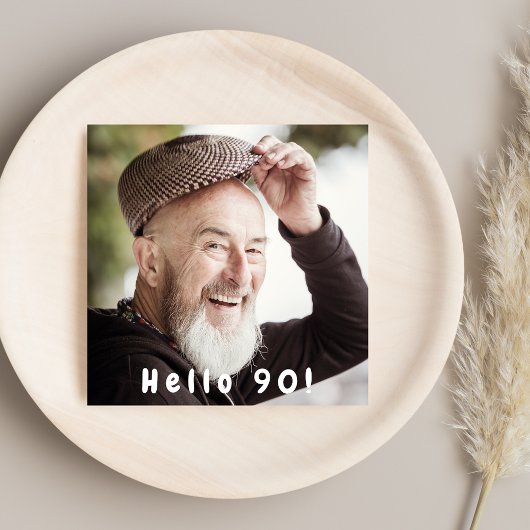 写真90th誕生日パーティーこんにちは90男の黒 招待状