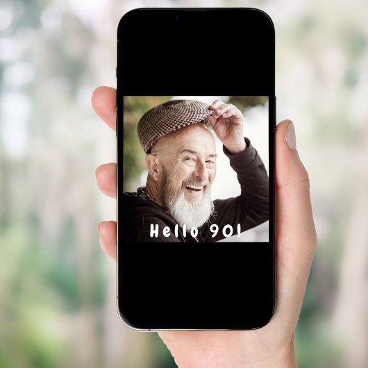 写真90th誕生日パーティーこんにちは90男の黒 招待状