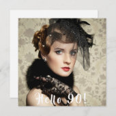 写真90th birthday party hello 90 招待状 (正面/裏面)