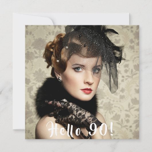 写真90th birthday party hello 90 招待状 (正面)