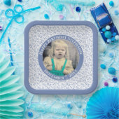 写真95乱数パターン青/白 ペーパープレート (パーティー)