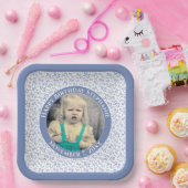 写真95乱数パターン青/白 ペーパープレート (パーティー)