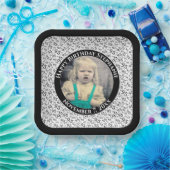 写真95乱数パターン黒/白 ペーパープレート (パーティー)