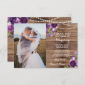 写真 ありがとう カード 結婚式 紫の花 木 (正面/裏面)