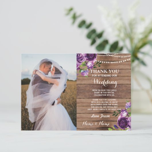 写真 ありがとう カード 結婚 紫 花 木 (スタンド正面)