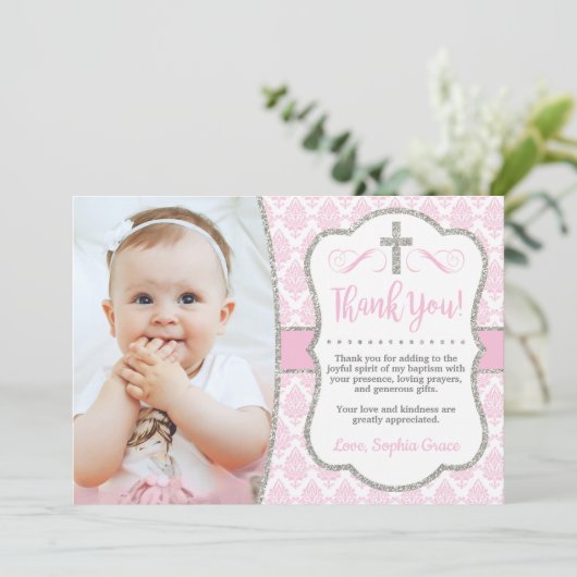 写真|の女の子の洗礼の洗礼のサンキューカード サンキューカード (スタンド正面)