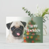 《写真》ぼけ味でクリスマスツリーに犬をパグ シーズンカード (スタンド正面)