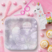 《写真》ぼけ味と蝶キンセアニェララベンダーID1030 ペーパープレート (パーティー)