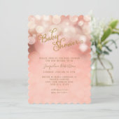 《写真》ぼけ味のきらめきライトプリンセスの女の子のベビーシャワーのピンク 招待状 (スタンド正面)