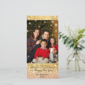 《写真》ぼけ味のクリスマス家族の写真の輝きのきらめく シーズンカード (スタンド正面)