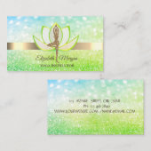 《写真》ぼけ味エレガントグリーンロータスヨガグリッターガール 名刺 (正面/裏面)