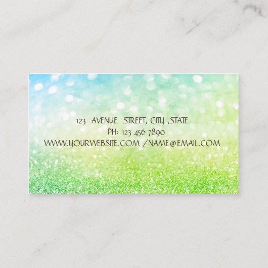《写真》ぼけ味エレガントグリーンロータスヨガグリッターガール 名刺 (裏面)