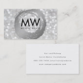 《写真》ぼけ味エレガントモングラム芸術的シルバーブラシ 名刺 (正面/裏面)