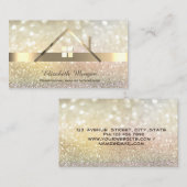 《写真》ぼけ味エレガント金ゴールドエステートブローカーハウスルーフ 名刺 (正面/裏面)