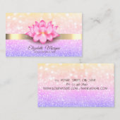 《写真》ぼけ味エレガント金ゴールドストライプロータスフラワー 名刺 (正面/裏面)