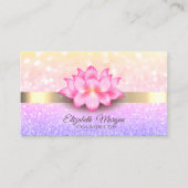 《写真》ぼけ味エレガント金ゴールドストライプロータスフラワー 名刺 (正面)