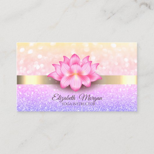 《写真》ぼけ味エレガント金ゴールドストライプロータスフラワー 名刺 (正面)