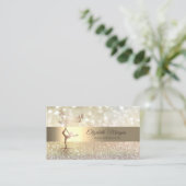 《写真》ぼけ味エレガント金ゴールドツリーシルエットヨガインストラクター 名刺 (スタンド正面)