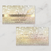 《写真》ぼけ味エレガント金ゴールド羽毛公証人 名刺 (正面/裏面)