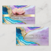 《写真》ぼけ味エレガント金ゴールド、ロータスフラワーヨガインストラクター 名刺 (正面/裏面)