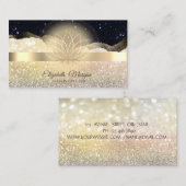 《写真》ぼけ味エレガント金ゴールド、ロータスブラックグリッターヨガ 名刺 (正面/裏面)
