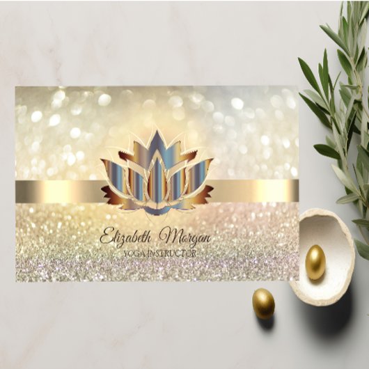 《写真》ぼけ味エレガント金ゴールド、金ゴールドロータスヨガ 名刺