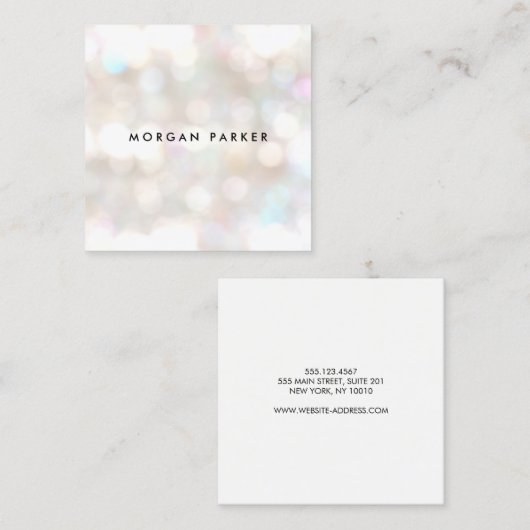 《写真》ぼけ味カラフルグリッタースクエア スクエア名刺 (正面/裏面)