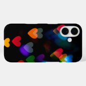 《写真》ぼけ味カラフルハート点灯（黒） Case-Mate iPhoneケース (裏面 (横))