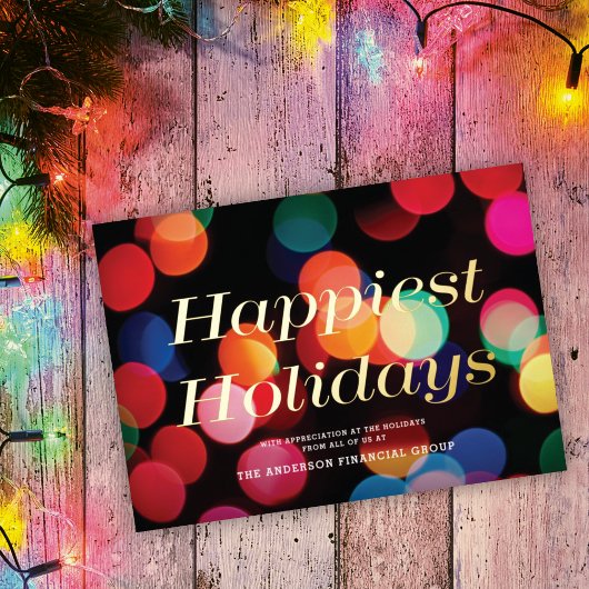 《写真》ぼけ味カラフル最も幸せな休日金ゴールドクリスマス 箔シーズンカード