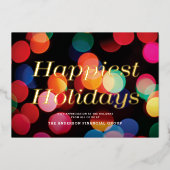 《写真》ぼけ味カラフル最も幸せな休日金ゴールドクリスマス 箔シーズンカード (正面)