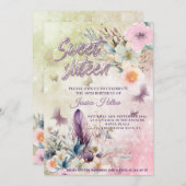 《写真》ぼけ味ガーリーバタフライボーホフローラsweet sixteen 招待状 (正面/裏面)