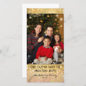 《写真》ぼけ味クリスマスファミリー写真スパークルきらめく シーズンカード (正面/裏面)