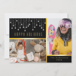 《写真》ぼけ味クリスマスポインセチア妖精ライト金ゴールド写真 招待状