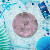 《写真》ぼけ味グラムピンクグレー&金ゴールドパーティープレート ペーパープレート (パーティー)