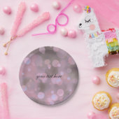 《写真》ぼけ味グラムピンクグレー&金ゴールドパーティープレート ペーパープレート (パーティー)