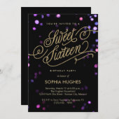 《写真》ぼけ味グラムフェイク金ゴールドSweet sixteen招待状 招待状 (正面/裏面)