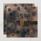 《写真》ぼけ味グラムブラウンベージュ&金ゴールドパーティの招待状 招待状 (正面/裏面)