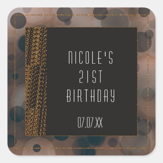 《写真》ぼけ味グラムブラウンベージュ&金ゴールドベージュ スクエアシール (正面)