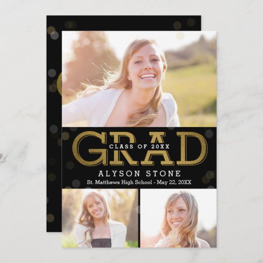 《写真》ぼけ味コラージュ編集可能カラー目盛り 招待状 (正面/裏面)