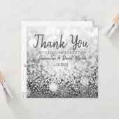 《写真》ぼけ味シルバーグリッター結婚ズ・サンキュー カード (正面/裏面インサイチュ)